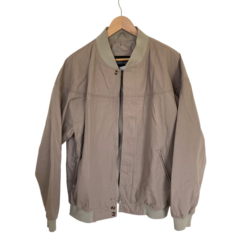 Vintage Windbreaker Harrington Bomber Jacket Tan Khaki Full Zip Mens Large